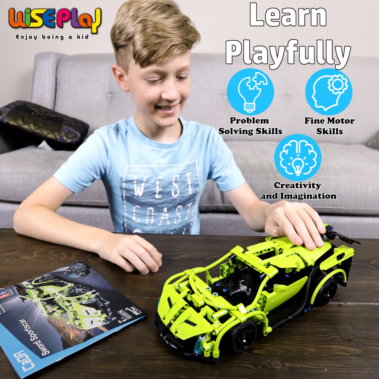 WisePlay Green Arrow RC car building set