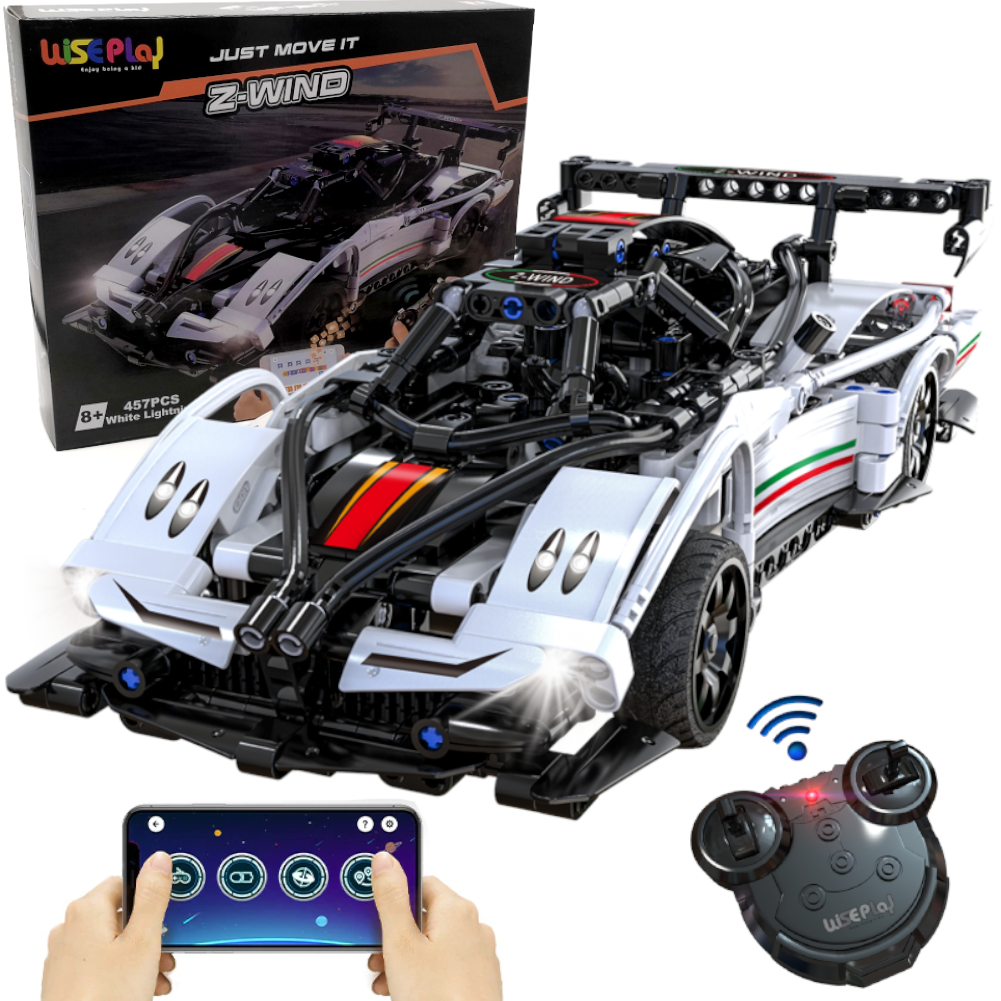 WisePlay White Lightning RC car building kit for boys and girls