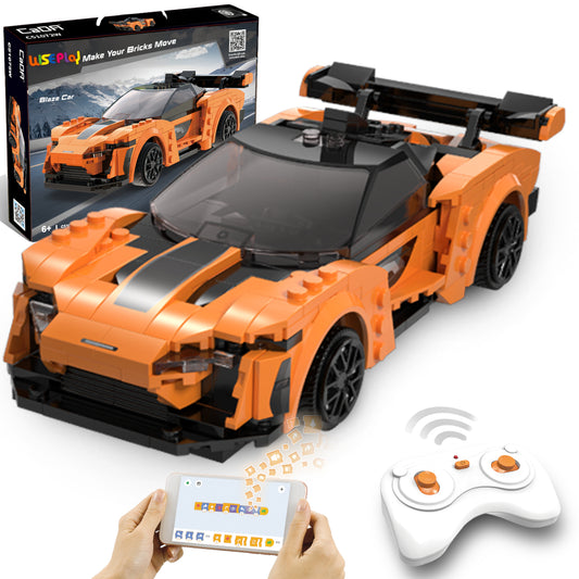 WisePlay Blaze Orange RC car building set