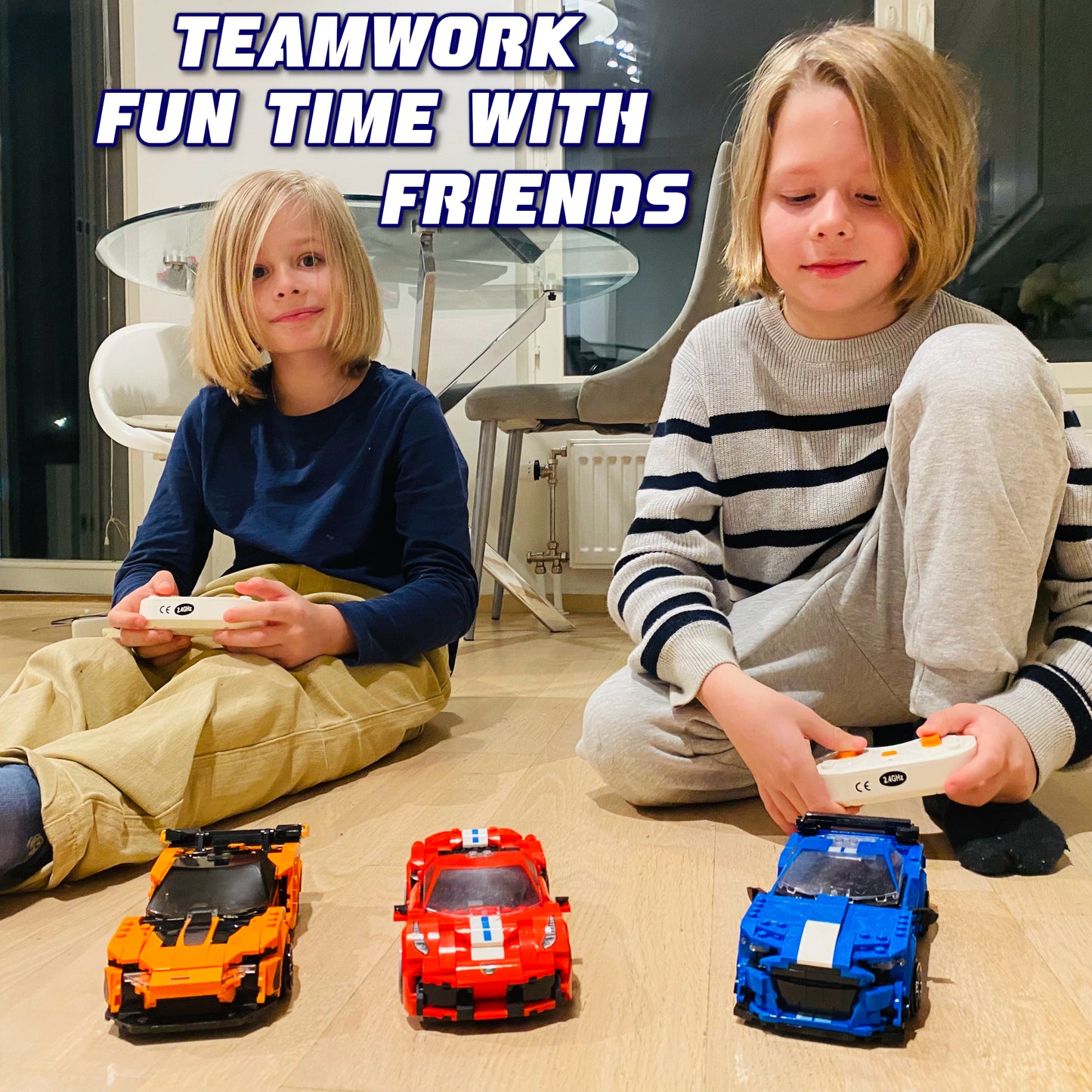 WisePlay Blaze Orange RC car building set