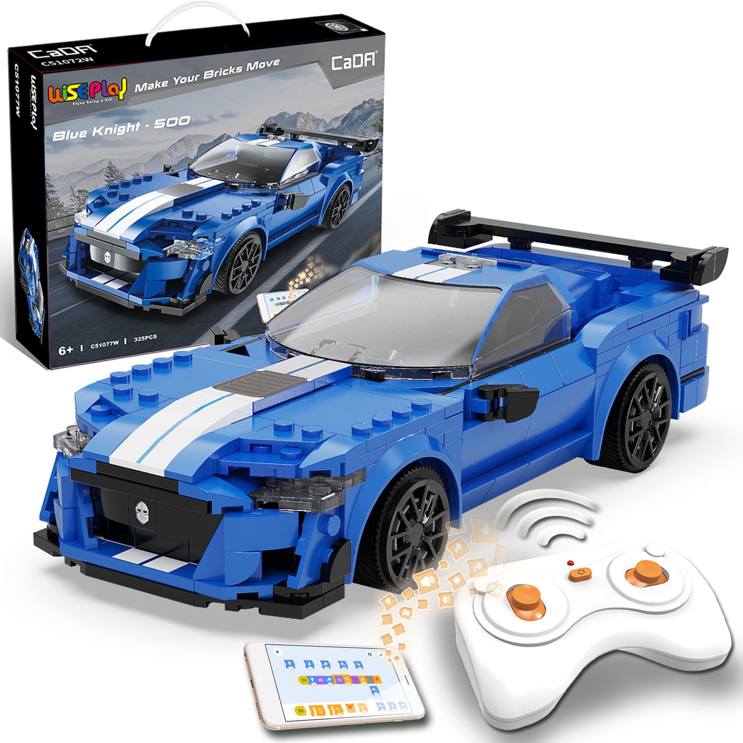 WisePlay Blue Knight 500 RC car building set