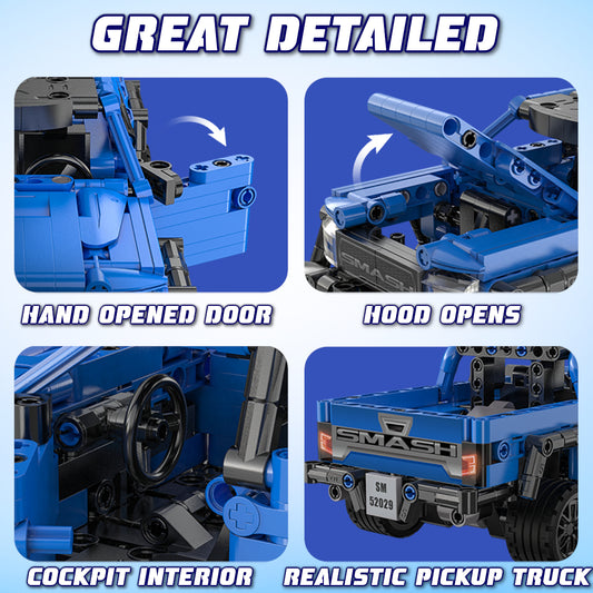 Blue Smash Pull Back Truck Building Kit