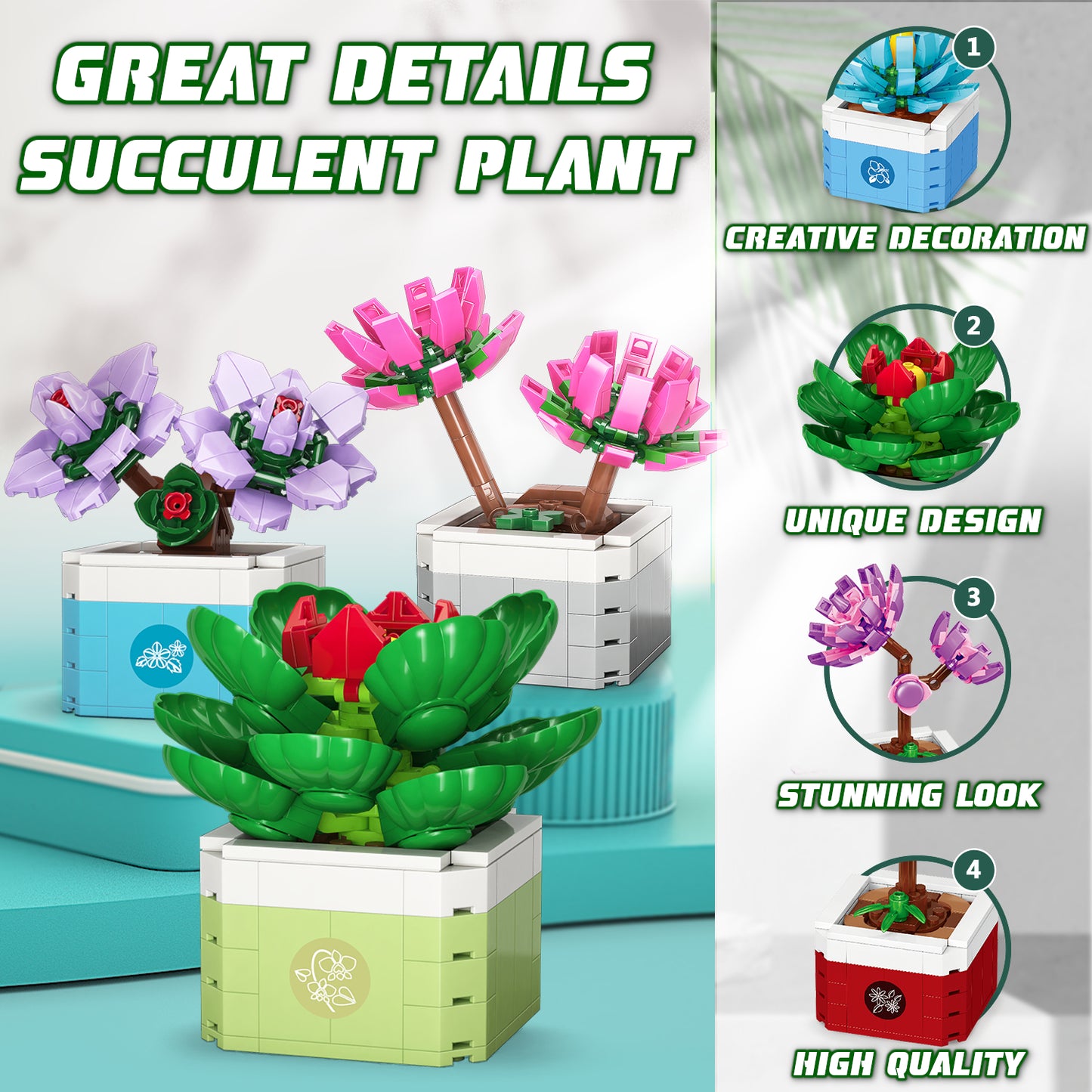 Green Succulent Building set