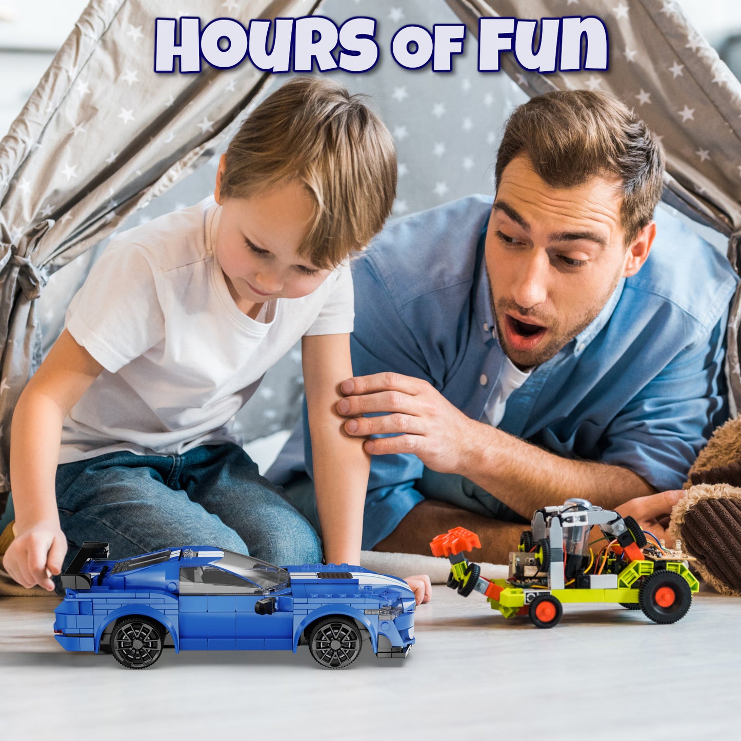 WisePlay Blue Knight 500 RC car building set