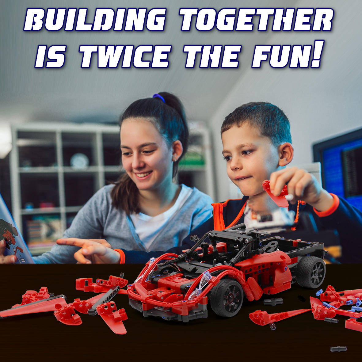 WisePlay Red Storm RC car building set