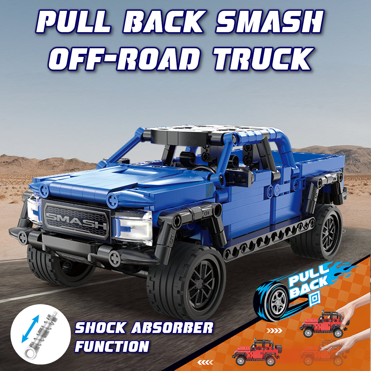 Blue Smash Pull Back Truck Building Kit
