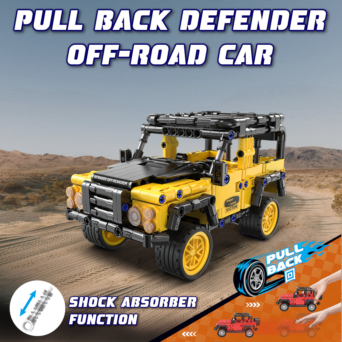 Yellow Pull Back Truck Building Kit