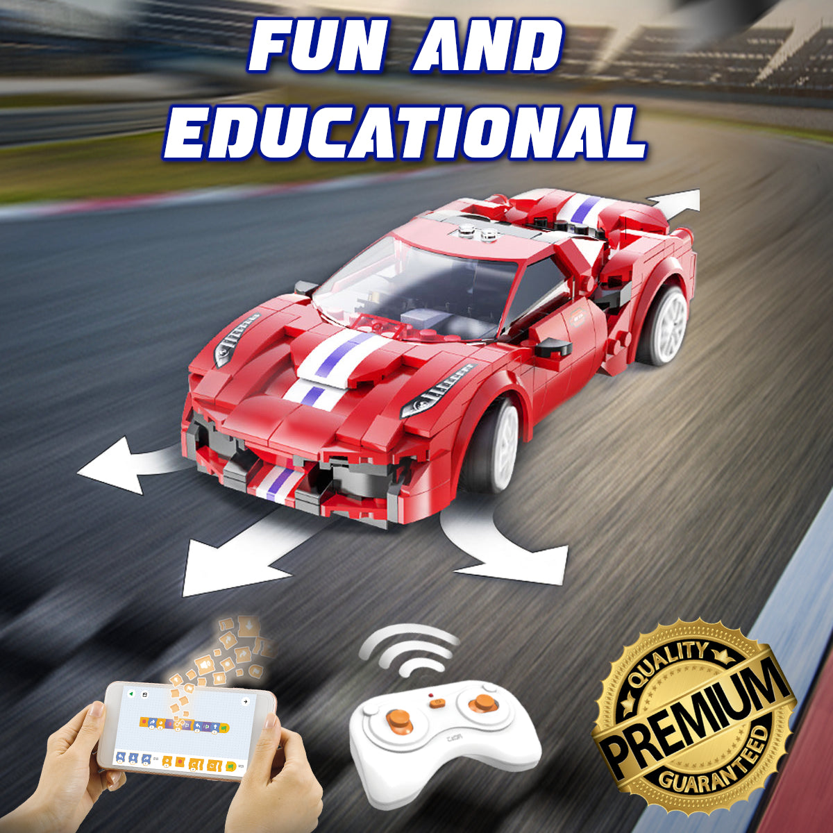 WisePlay 488 Red Race RC car building set