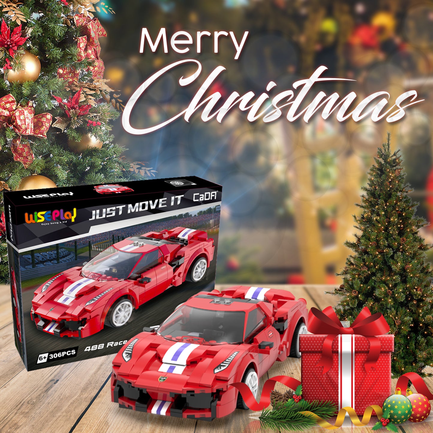 WisePlay 488 Red Race RC car building set