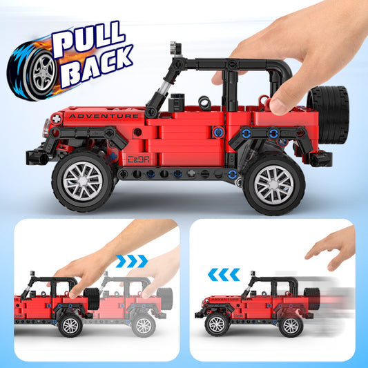 Red Adventure Pull Back Truck Building Kit